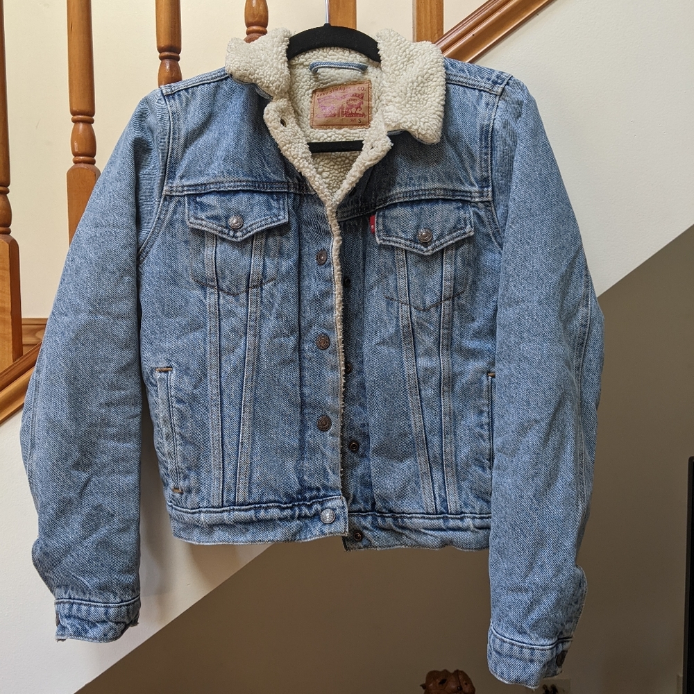 Levi's Denim Dad Sherpa Lined Jean Trucker Jacket